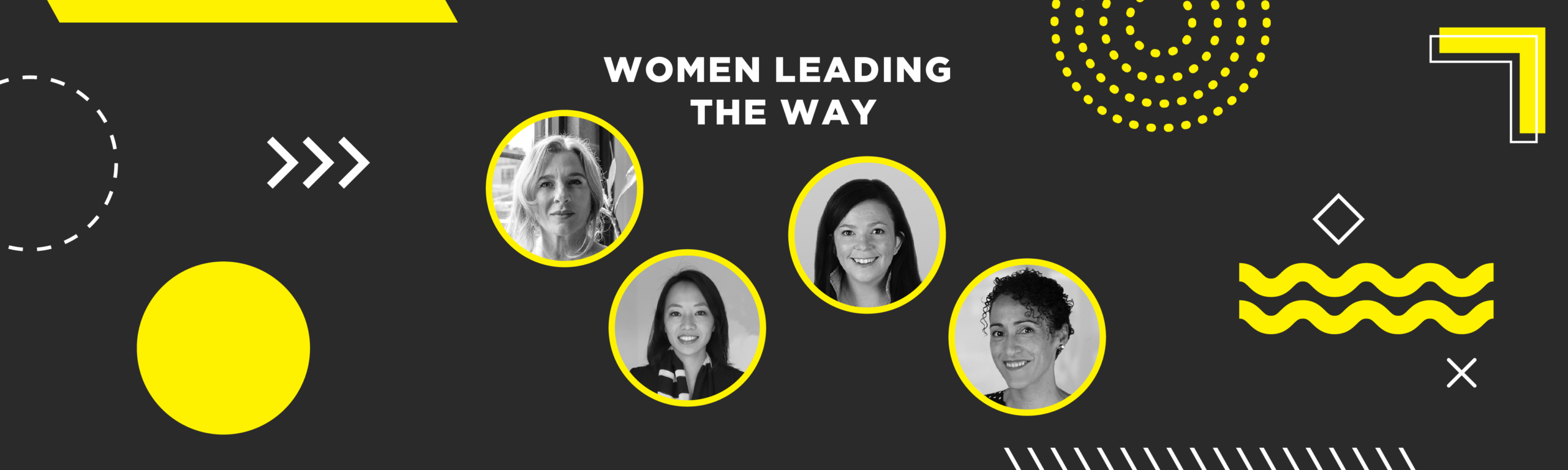 Four images of women employees of Streetsense with the title "women leading the way."