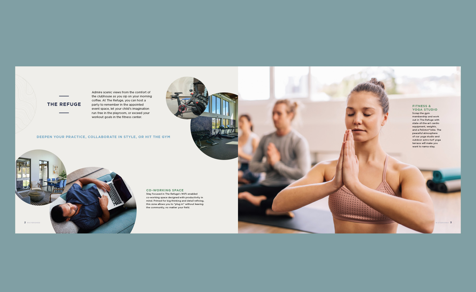 graphics of yoga classes and active lifestyle