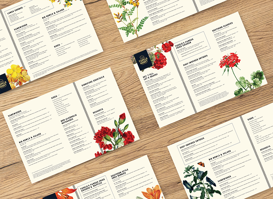 menus on a wooden table