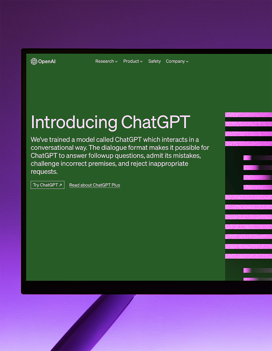 A graphic that displays ChatGPT's website homepage.